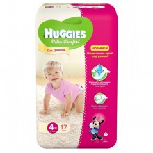 Подгузники Huggies Ultra Comfort Small 4+ для девочек (10-16 кг) 17 шт.