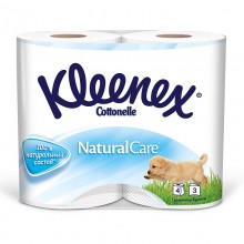 Туалетная бумага Kleenex Natural White 3 слоя, 4 шт.