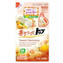 Экологичный гель для стирки с кондиционером 2 в 1 Lion Top Sweet Harmony, аромат цветов и фруктов, 810 мл, запасной блок