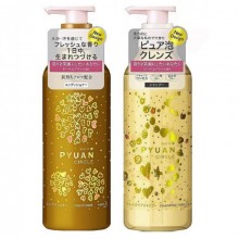 Набор для волос KAO Merit Pyuan Circle Cleanse: Шампунь и Кондиционер, сочный аромат персика и сливы, 425 мл