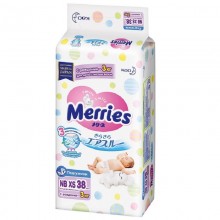 Подгузники Merries для недоношенных новорожденных, Pre-NewBorn (～3 kg), 38 шт.
