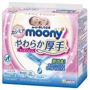 Влажные салфетки Moony для чувствительной кожи новорожденных, особо мягкие, 60x3 шт.