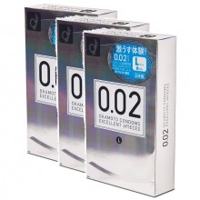 Набор ультратонких полиуретан. презервативов Okamoto 002 L со супер смазкой, коробка 3x6 шт.