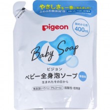 Мыло-пенка Pigeon для купания младенцев с церамидами, без запаха, 400 мл, запаска