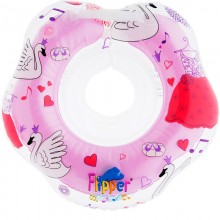 Надувной круг на шею для купания малышей ROXY-KIDS Flipper 0+ с музыкой из балета, "Лебединое озеро", розовый