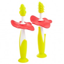 Набор ROXY-KIDS, зубная щетка и щетка-массажер для малышей, зеленый
