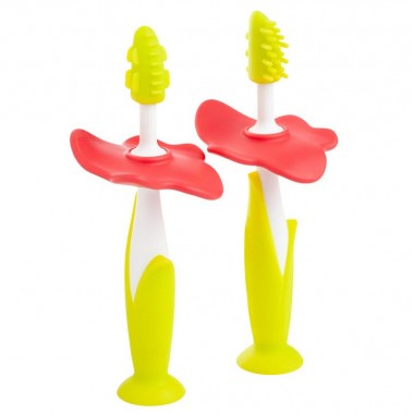 Набор ROXY-KIDS, зубная щетка и щетка-массажер для малышей, зеленый