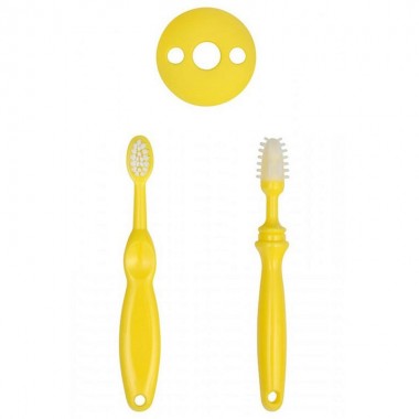 Набор ROXY-KIDS, зубная щетка и щетка-массажер для малышей, желтый